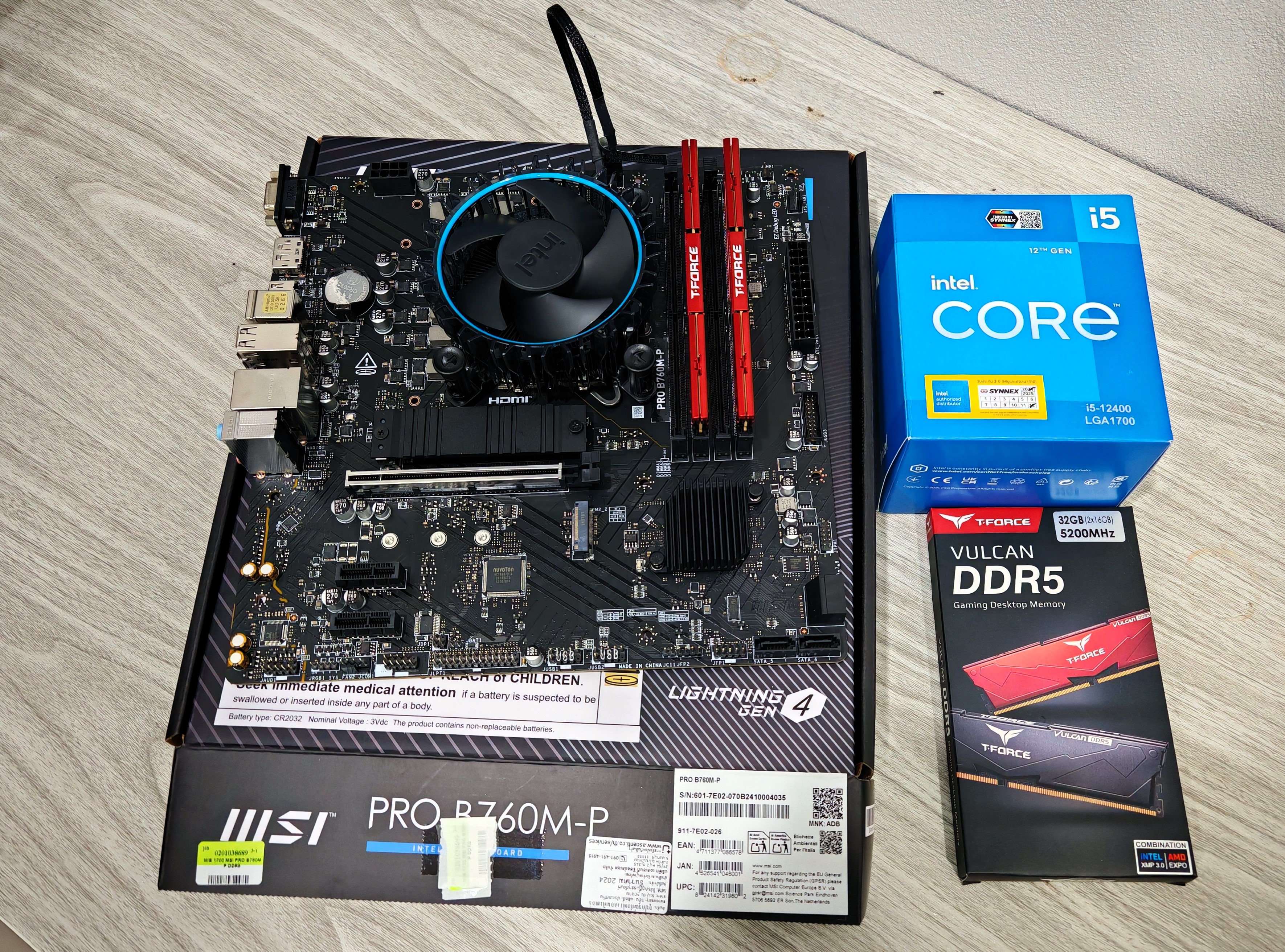 เซ็ตมัดรวม บอร์ด B760M + i5 12400 + DDR5 32GB(16*2)/5200