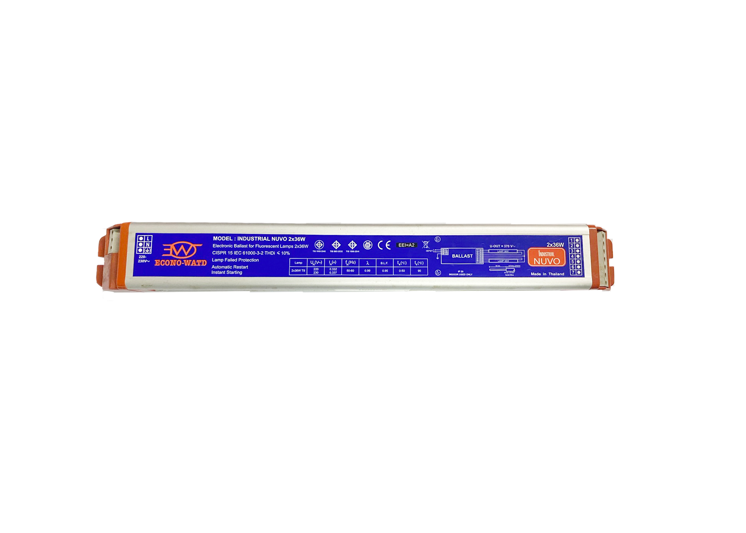 บัลลาสต์ #INDUSTRAL NUVO 2x36W ECONO-WATD