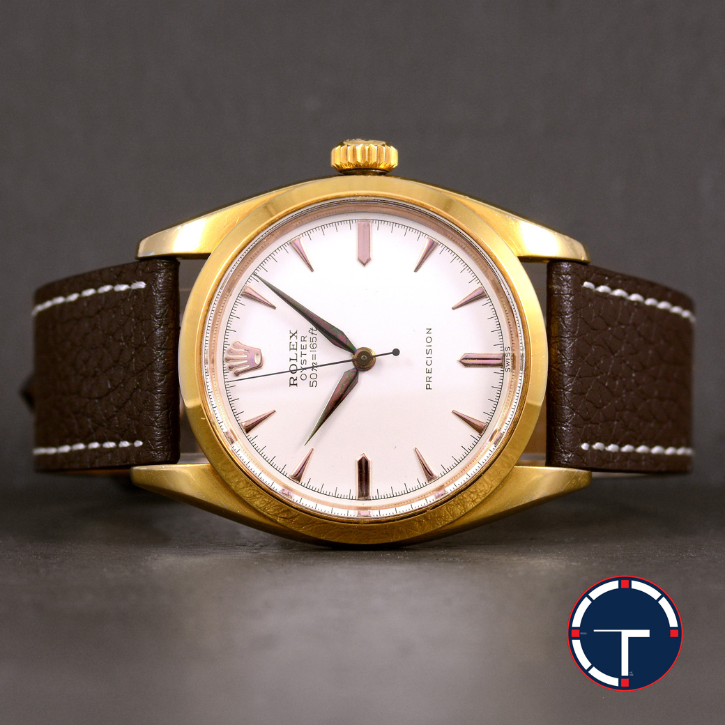 Rolex Oyster Ref.6427 หน้าปัดสีขาว ตัวเรือนชุบทอง นาฬิกาปี1959 ไขลาน ขนาด 34 mm