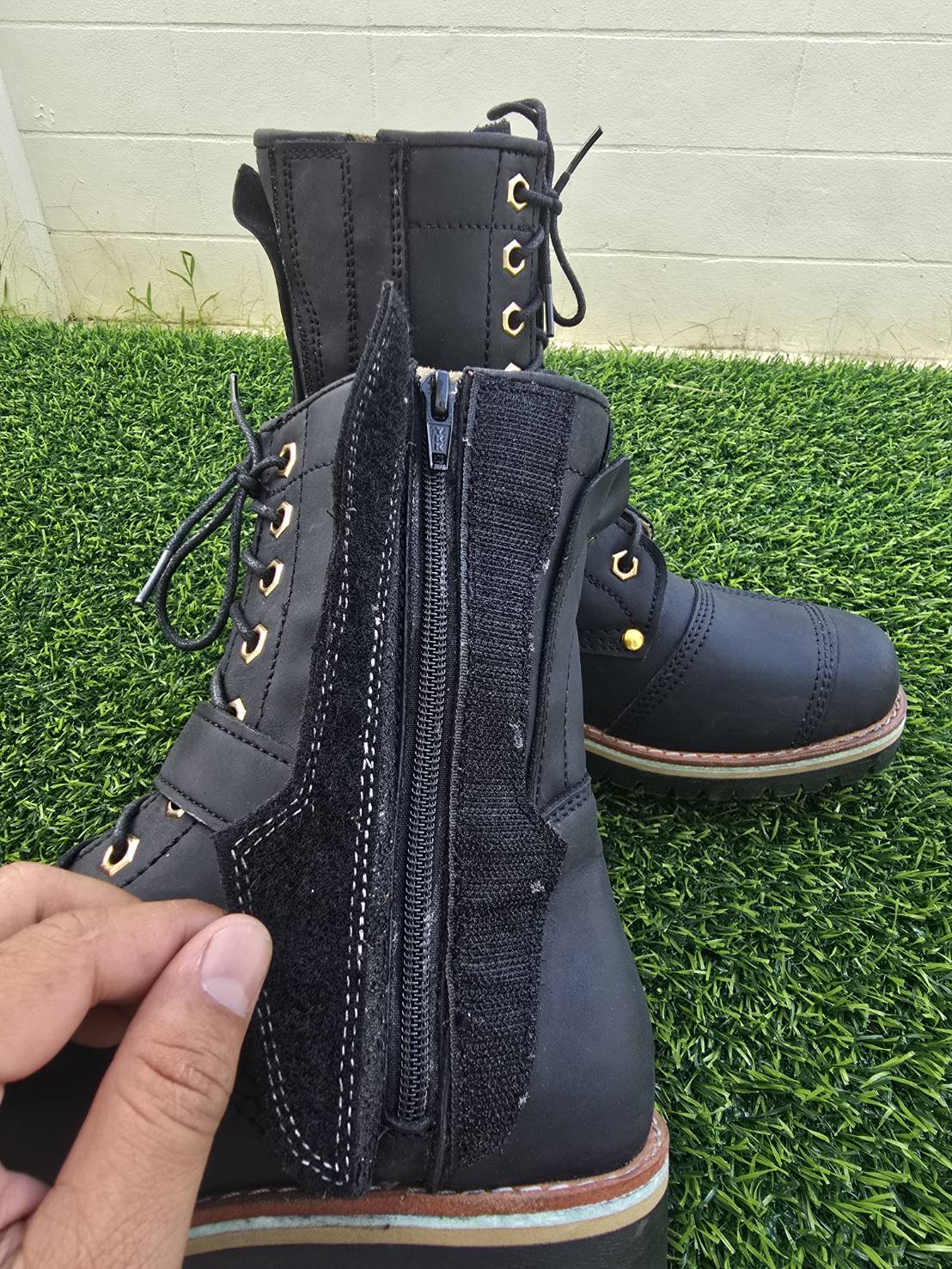 รองเท้าขี่มอเตอร์ไซด์หนังแท้ สไตล์คลาสสิค 🔺 รุ่น Moto-05(Fatboy) สีดำ