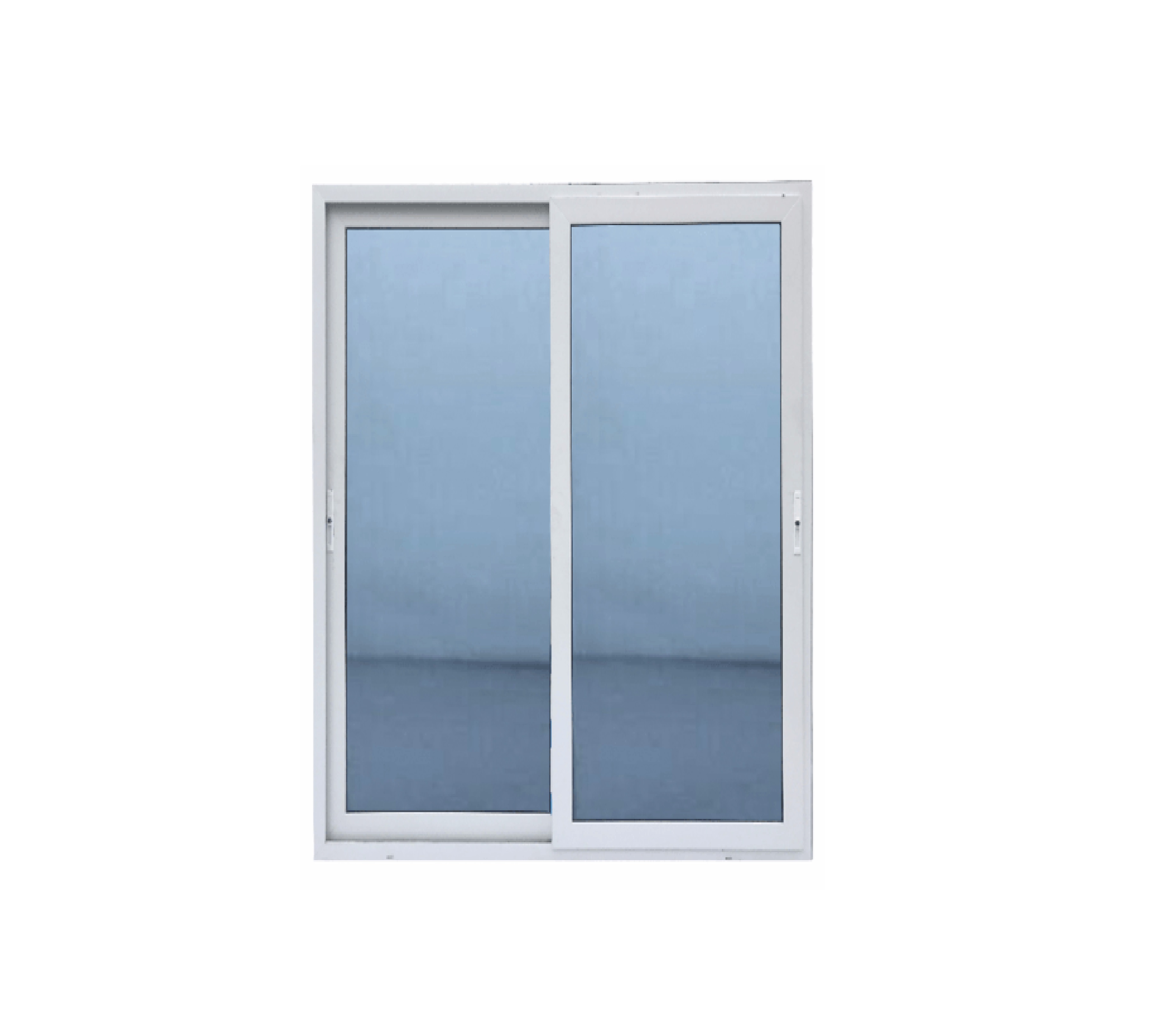 ประตูไวนิล บานเลื่อน SS RBD002 200x205cm. (กxส) สีขาว กระจกสีฟ้าสะท้อนแสง