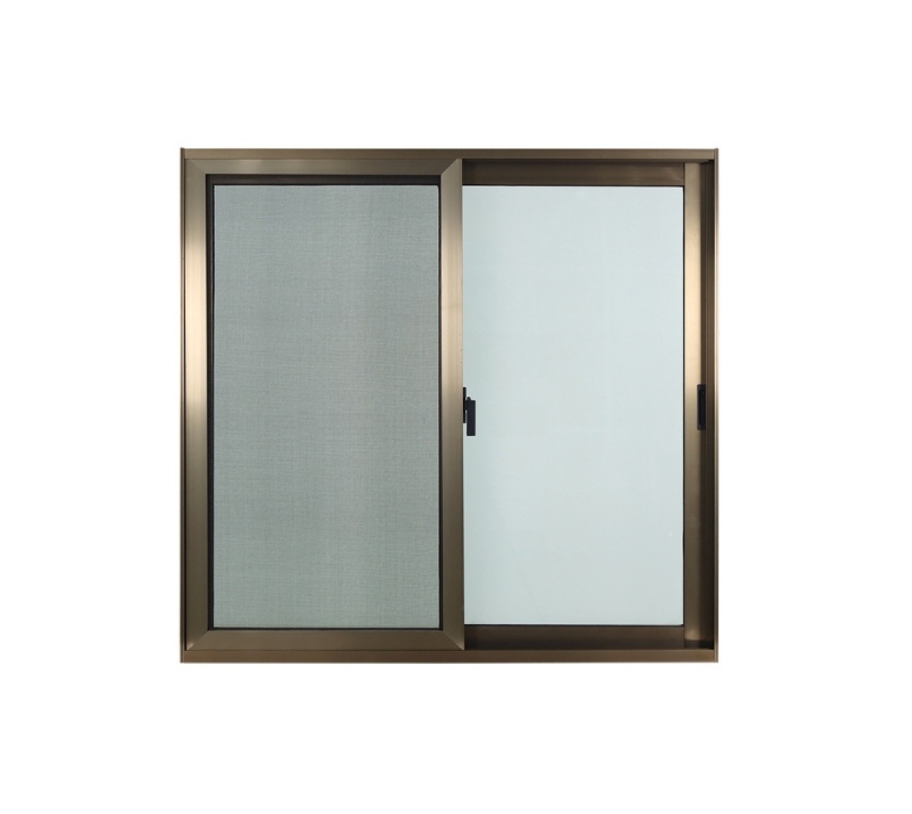 WELLINGTAN (ECO) หน้าต่างอะลูมิเนียม บานเลื่อน SS 120x110ซม. สีชา พร้อมมุ้ง