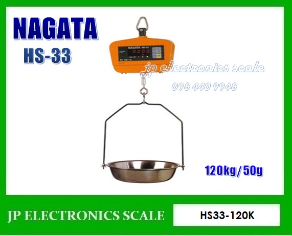 เครื่องชั่งแขวน120กิโลกรัม เครื่องชั่งแขวนดิจิตอล120kg เครื่องชั่งดิจิตอลแบบแขวน120กิโลกรัม เครื่องชั่งแขวน120kg ตาชั่งแขวน120กิโลกรัม ละเอียด50กรัม เครื่องชั่งแขวน NAGATA รุ่น HS-33-120K (ผ่านการตรวจรับรองจากสำนัก ชั่ง ตวง วัด)