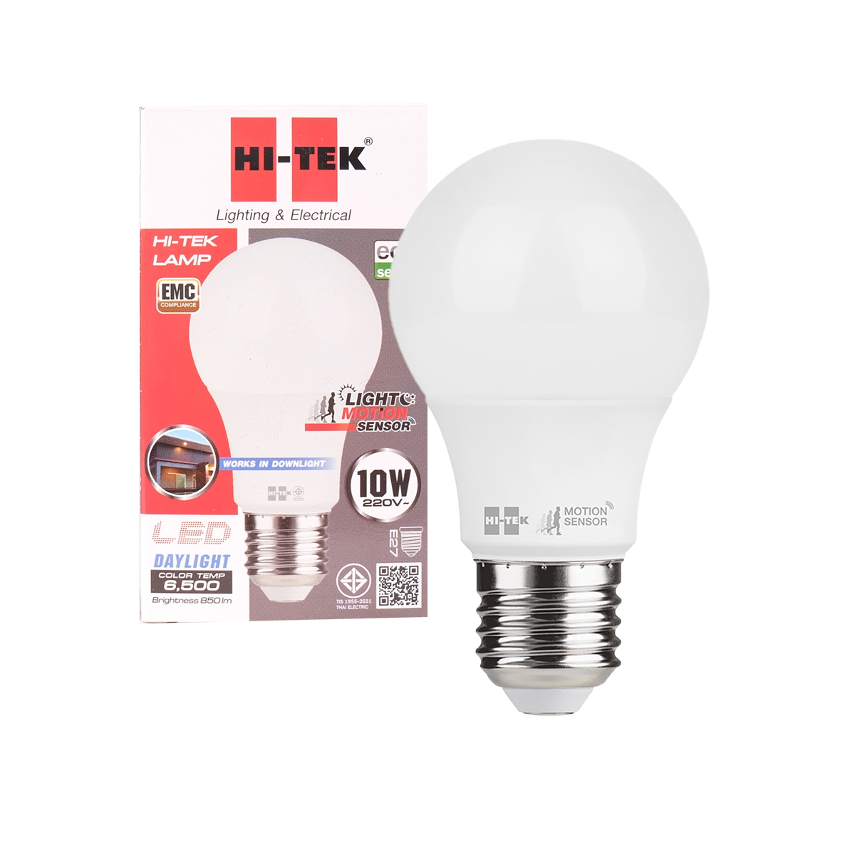 HI-TEK หลอดไฟ LED E27 SENSOR 10 วัตต์ (Day Light)