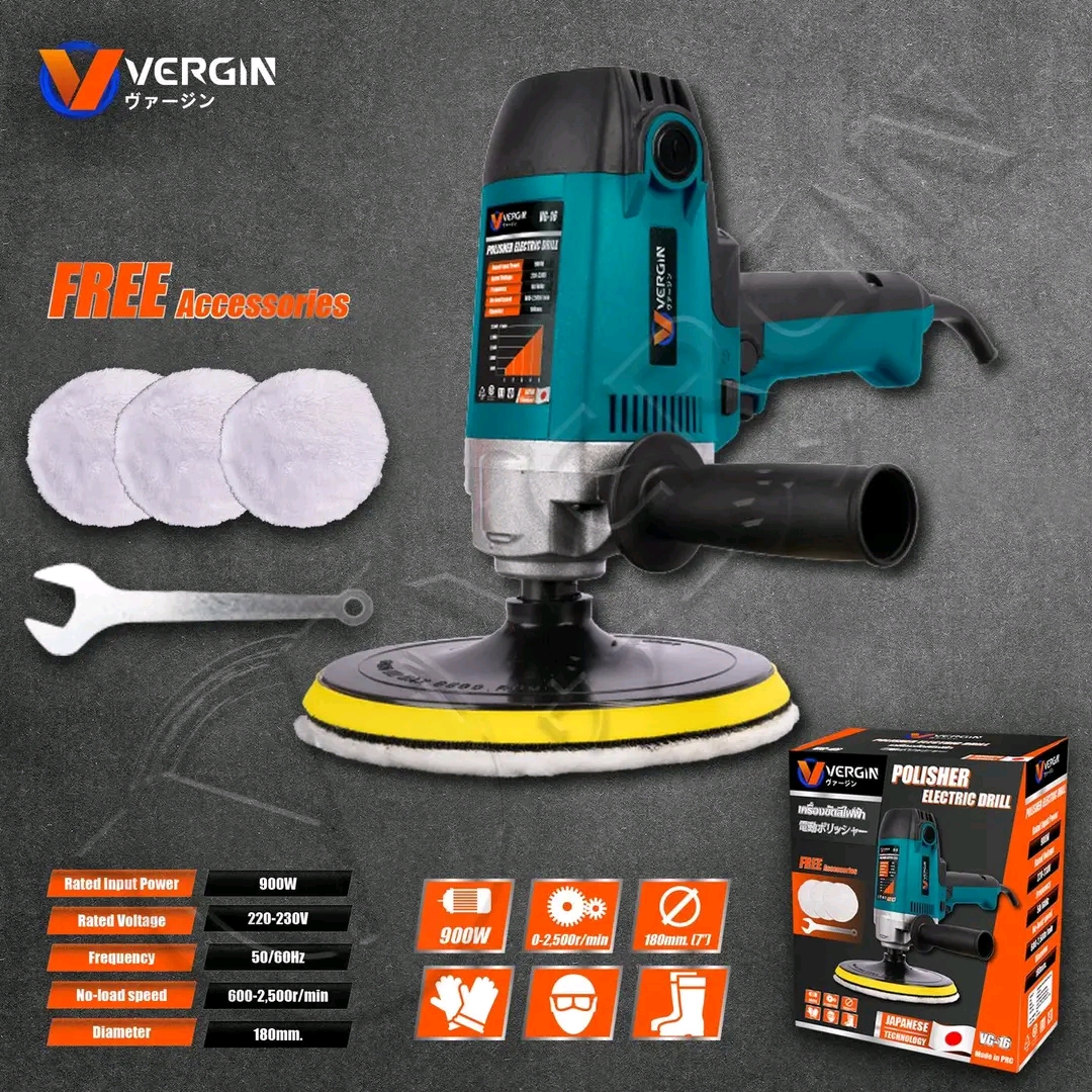 เครื่องขัดสีไฟฟ้า VERGIN ขนาด 7 นิ้ว รุ่น VG-16 แถมผ้าขนแกะขัดสี 3 ชิ้น