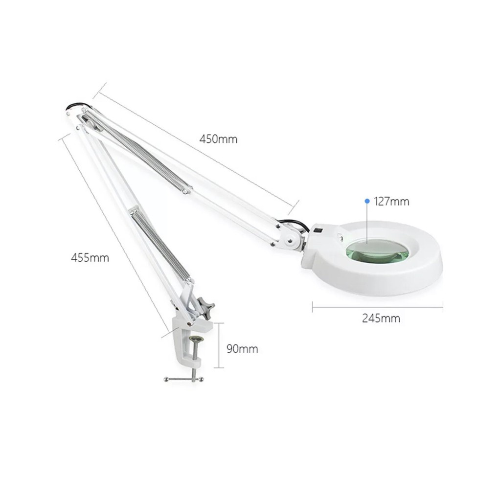 โคมไฟแว่นขยายหนีบโต๊ะ กำลังขยาย 10 เท่า 10X