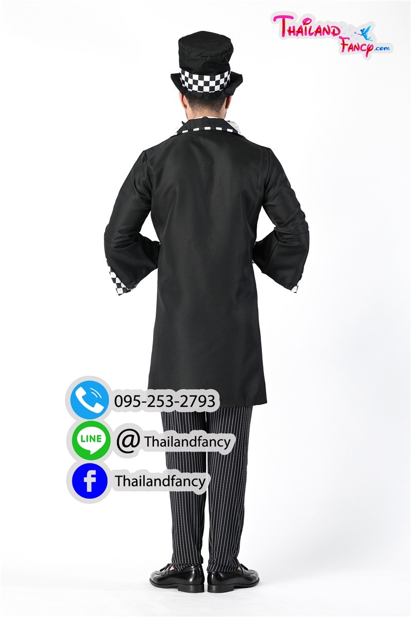 ชุดเช่าแฟนซีผู้ชาย Mad Hatter Costume in Wonderland ชุดแมตแฮตเตอร์ ชุดคอสเพลย์การ์ตูนผู้ชาย ชุดภาพยนต์ฝรั่ง ชุดแมทแฮทเทอร์ในแดงมหัศจรรย์