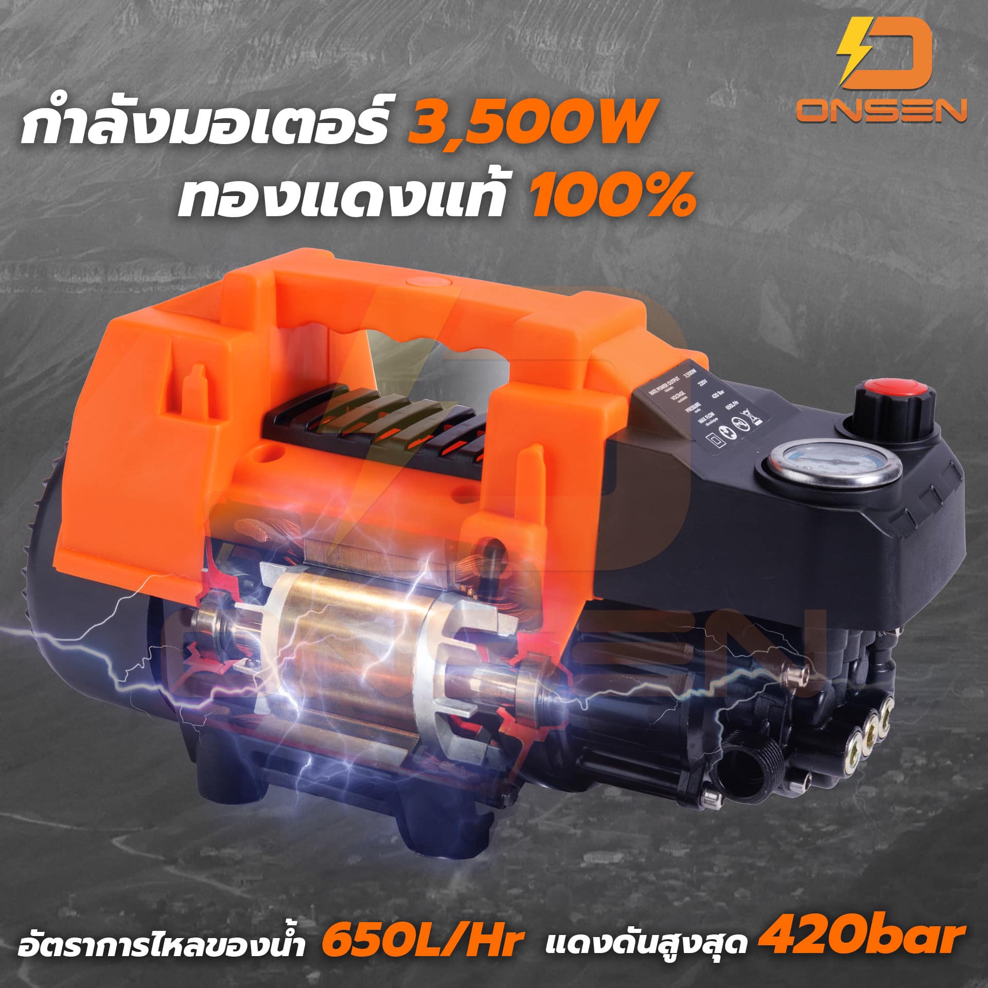 เครื่องอัดฉีดแรงดันสูง Onsen 420 บาร์ 3 ระบบ