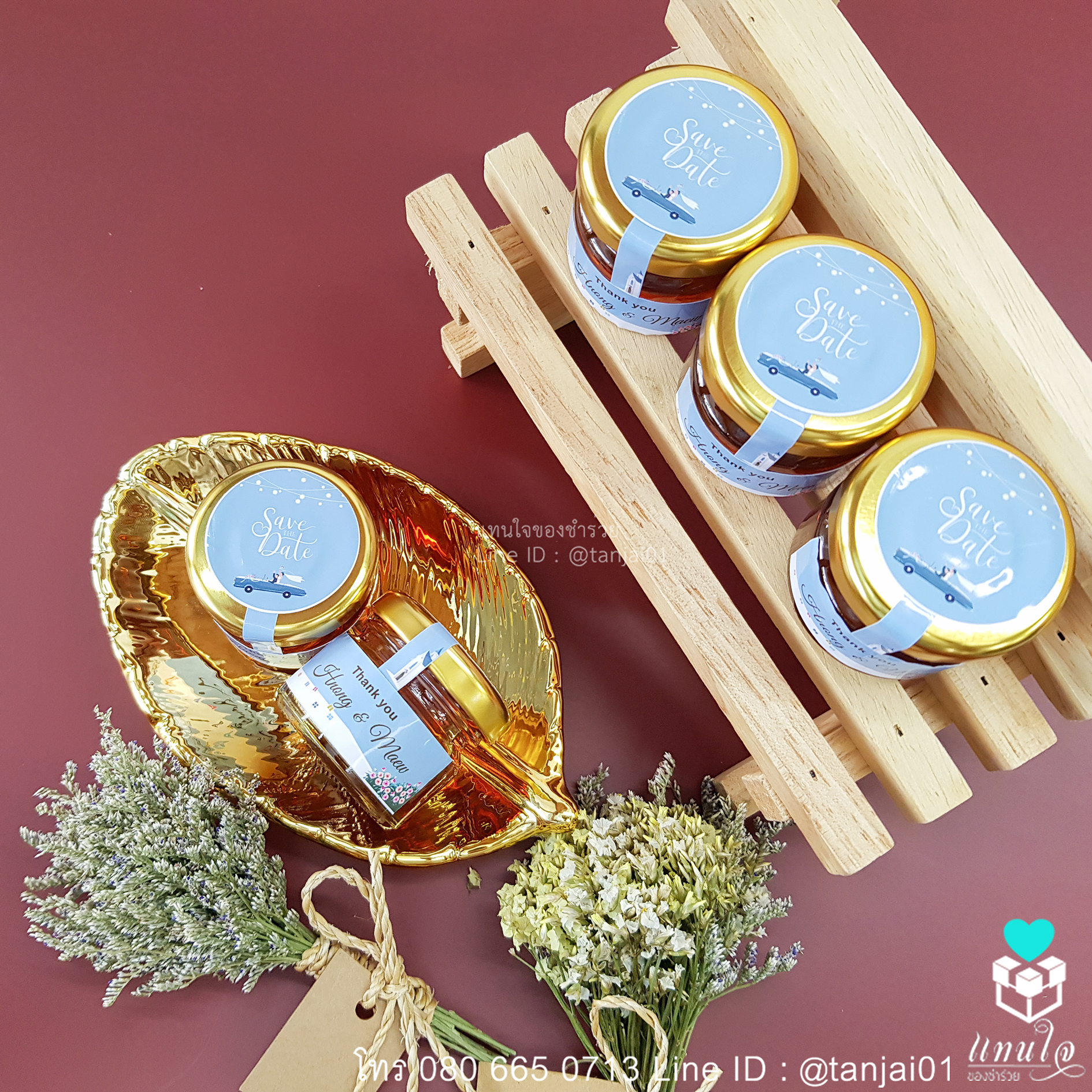 ของชำร่วยงานแต่งงาน ของแจกงานแต่งงาน ของที่ระลึกงานแต่งงาน ของชพร่วยน้ำผึ้งในขวดแก้ว ฝาทอง 03