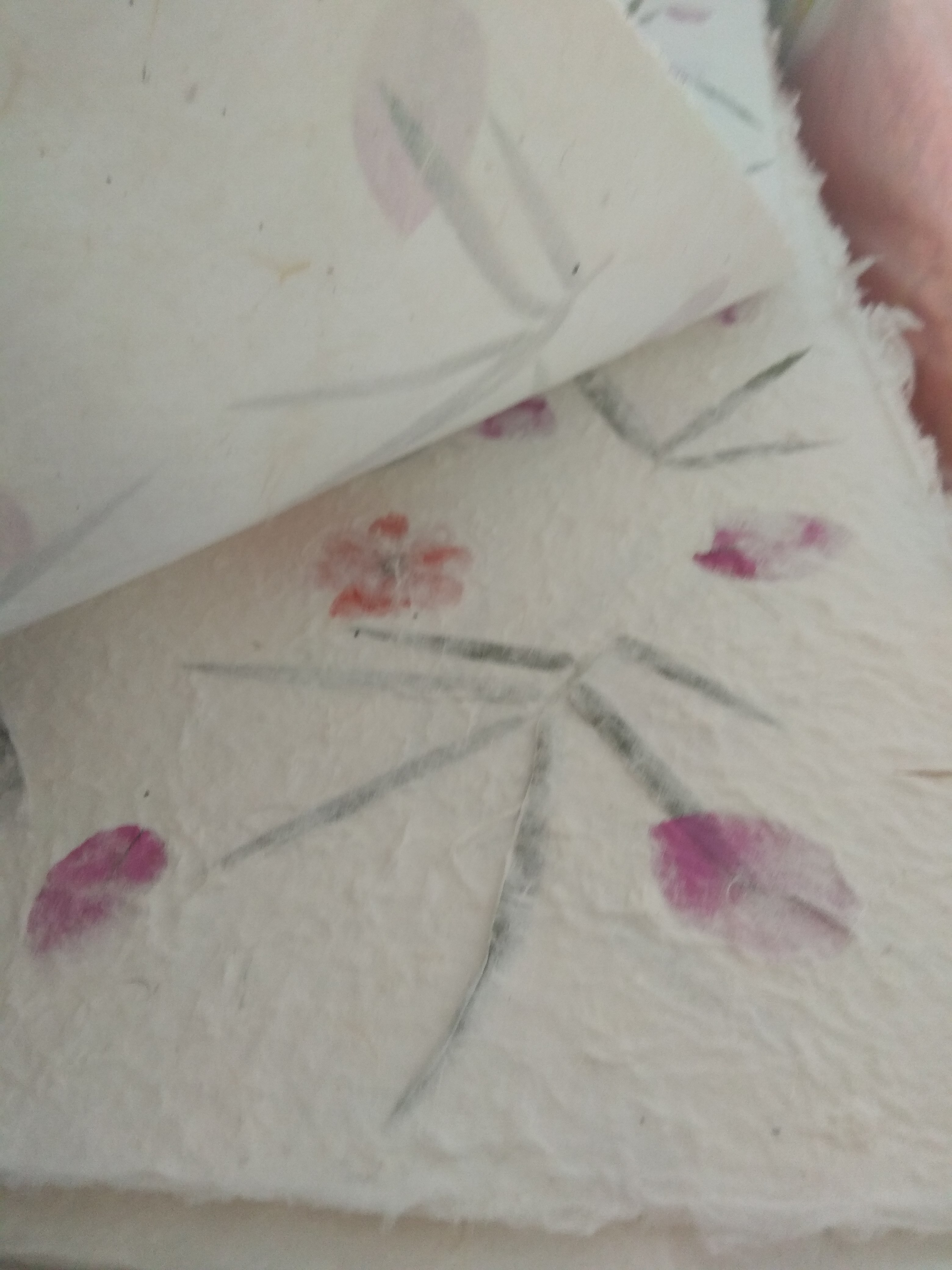 กระดาษสา หนา แบบขรุขระ มีดอกไม้ในตัว ไม่ขายปลีก เลือกสีทักไลน์