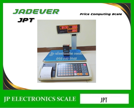 เครื่องชั่งคำนวณราคา30kg เครื่องชั่งคิดราคา30kg เครื่องชั่งน้ำหนัก30กิโล ตาชั่ง30กิโล กิโลดิจิตอล30กิโล เครื่องชั่ง30kg ค่าละเอียด5g ยี่ห้อ JADEVER รุ่น JPT-30K ถาดชั่ง 295x230mm. พร้อมเครื่องพิมพ์ในตัว (Build-in Printer)
