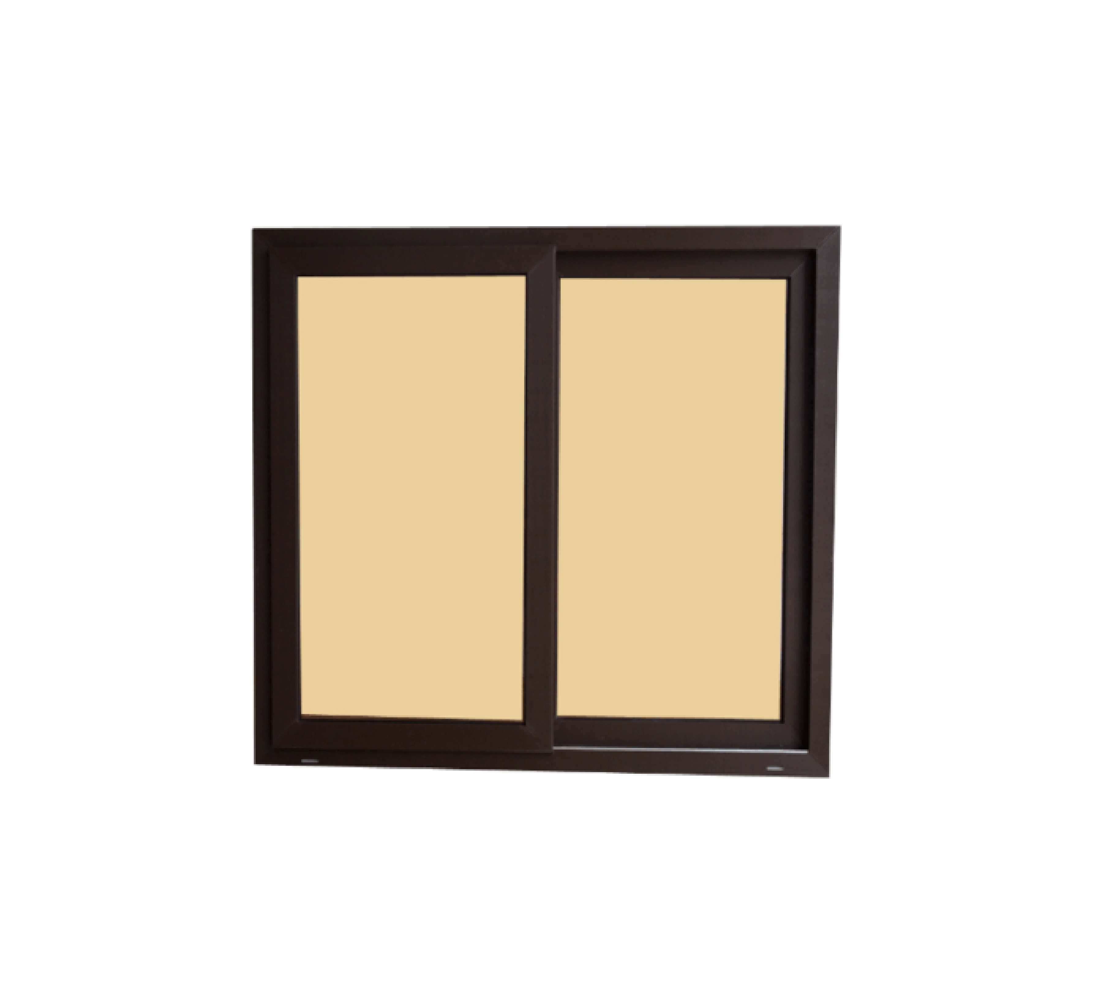 WELLINGTAN หน้าต่างไวนิล บานเลื่อน SS (2-T) BW1001 120x110ซม. สีขาว-น้ำตาล พร้อมมุ้ง