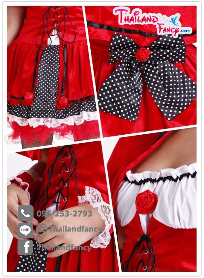 ชุดเช่าแฟนซีผู้หญิง ชุดการ์ตูนเจ้าหญิง ชุดหนูน้อยหมวกแดง ชุดคู่มนุษย์หมาป่า ชุดนิทาน ชุดนู๋น้อยหมวกแดงเดรสสั้นผ้ากำมะหยี่