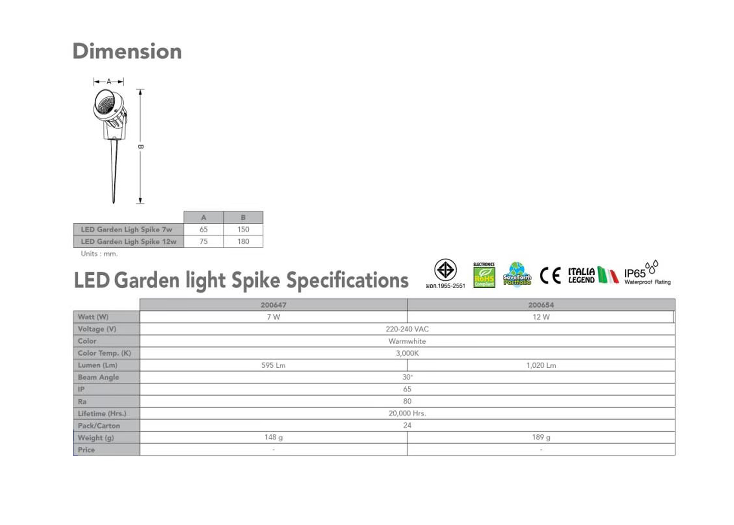 Spotlight LED โคมไฟปักดิน #Spike 7W ,12W EVE
