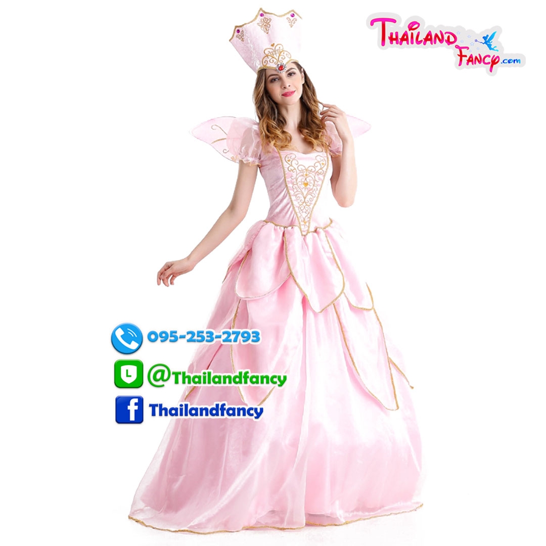 ชุดเช่าแฟนซีผู้หญิง ชุดเจ้าหญิงการ์ตูน Fairy Cosplay ชุดแฟรี่เทล ชุดแฟรี่ทิงเกอเบล ชุดนางฟ้าแฟรี่ ชุดเช่าราชินีเทพนิยายแฟรี่ สีชมพู