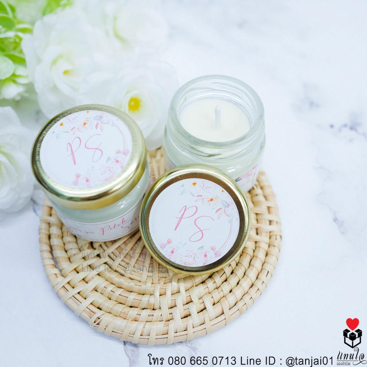 ของชำร่วยงานแต่งงาน ,ของแจกงานแต่งงาน, เทียนหอมในขวดแก้ว 1oz