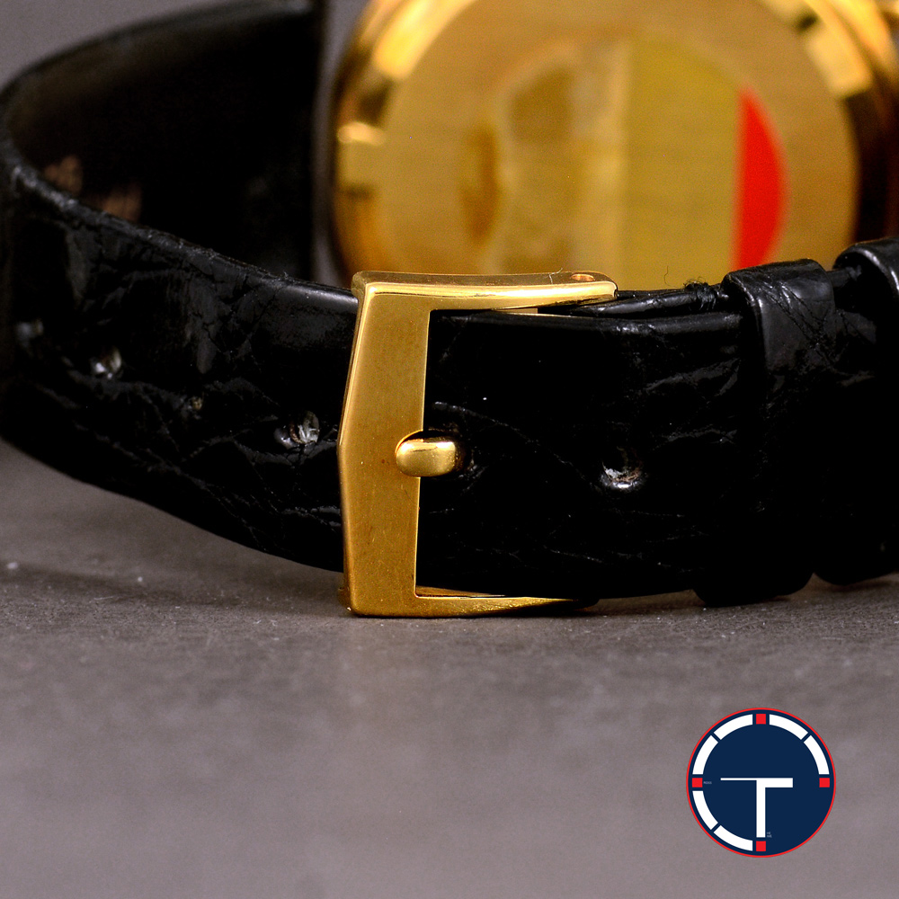 Patek Philippe Calatrava Ref.5006 หน้าปัดสีขาว หลักชั่วโมงเพรชเล็กแท้ ขอบเพชรแท้ ตัวเรือนทองคำ18K สายหนังแท้ หัวเข็มขัดแท้ ไขลาน ขนาด 33.5 mm