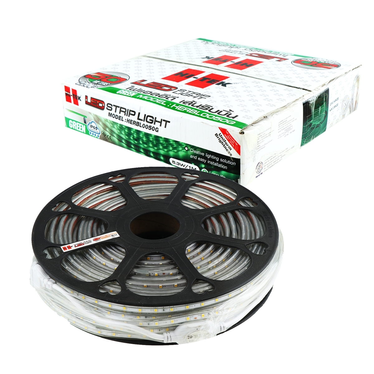 HI-TEK ไฟริบบิ้น LED 220V ยาว 50 เมตร รุ่น 2835/60 แสงสีเขียว