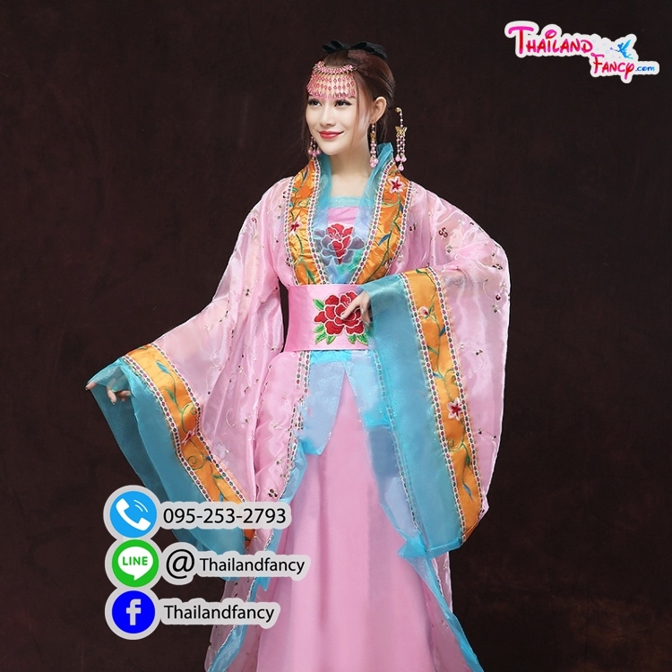 ชุดเช่าแฟนซีผู้หญิง เช่าชุดจอมยุทธ์จีน ชุดจีนโบราณผู้หญิง ชุดราชวงศ์จีน ชุดนางสนมในราชสำนัก ชุดองค์หญิงจีน ชุดจีนกำลังภายใน ชุดฮองเฮา ชุดจีนย้อนยุคสีชมพูตัดขอบฟ้า