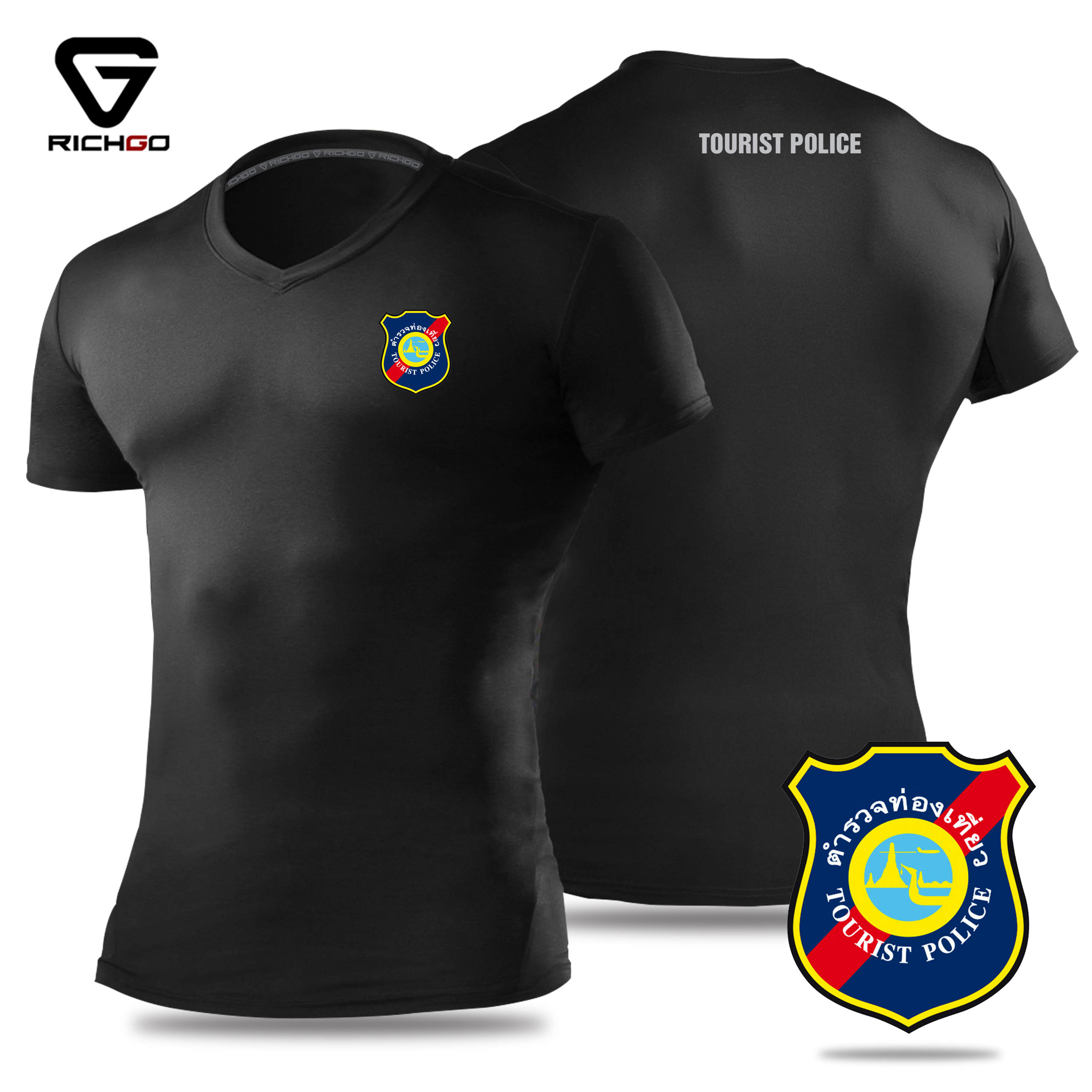 NVPL07-เสื้อยืดคอวีตำรวจท่องเที่ยว