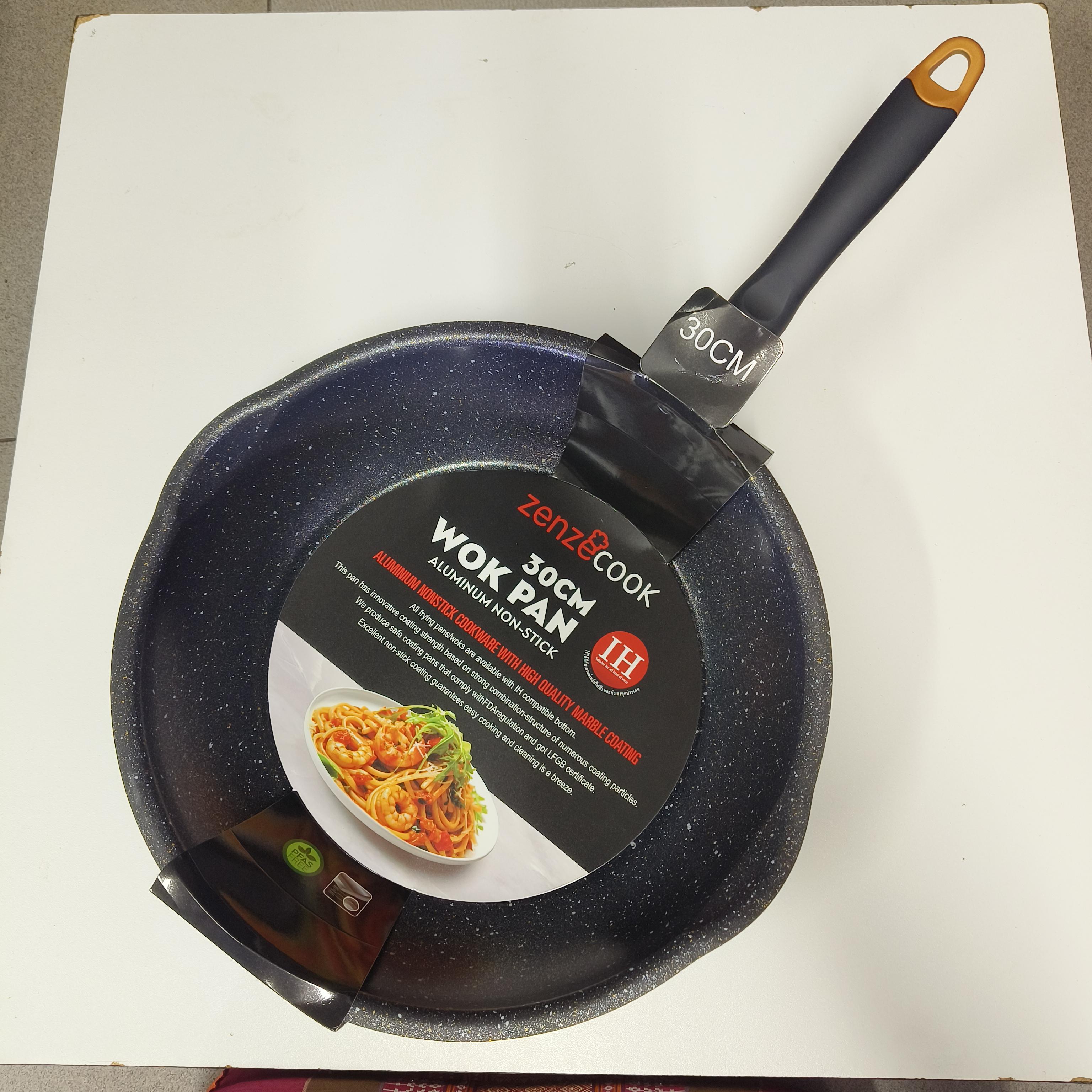 341. ZENZECOOK WOK PAN กระทะเคลือบหินอ่อน กระทะด้าม สามารถใช้กับเตาแม่เหล็กไฟฟ้าได้