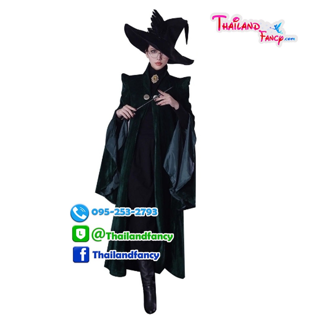 ชุดเช่าแฟนซีผู้หญิง (ชุดเช่า) ชุดแม่มดฮาโลวีน ชุดครูแฮรี่พอตเตอร์ Halloween Witch Costume ชุดศาสตราจารย์มักกอนนากัล แห่งฮอกวอตส์