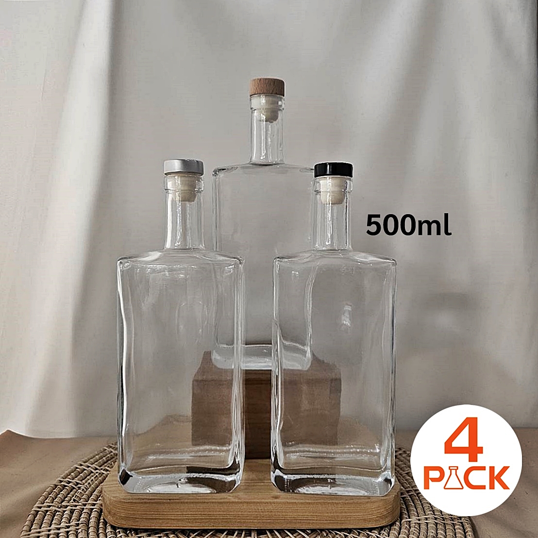 (กล่องละ35ใบ)ขวดแก้ว500ml+ฝาจุกก็อก อลูฯดำ/เงิน/ไม้ รุ่นOlive(โอลีฟ)