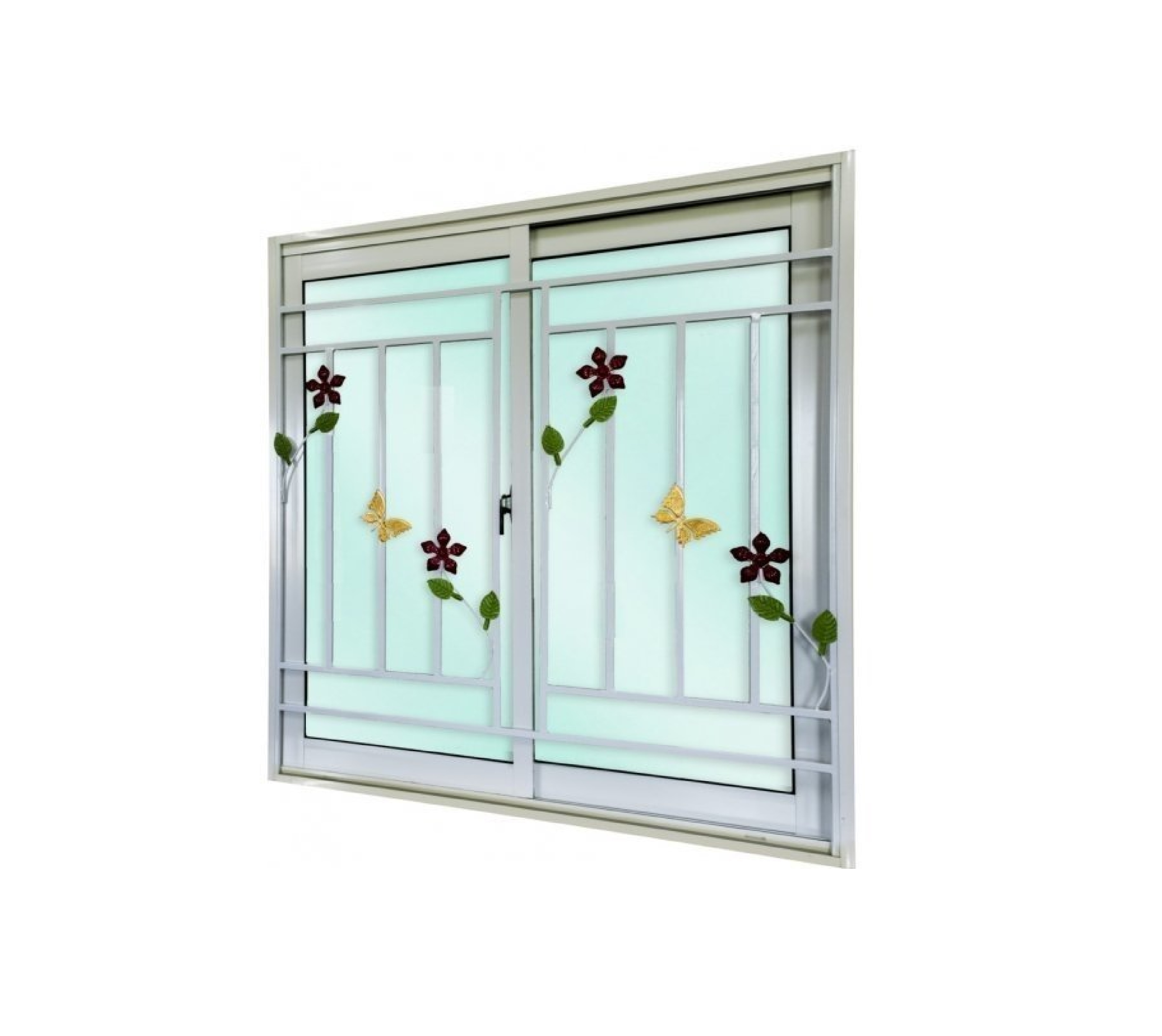 WELLINGTAN LIKE หน้าต่างอะลูมิเนียม บานเลื่อน SS 120X110ซม. สีขาว+มุ้ง+เหล็กดัด