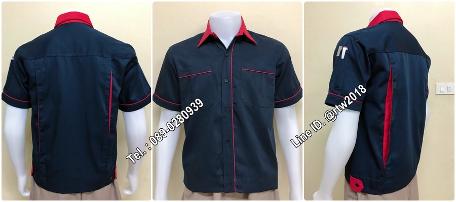 รหัส A2 : เสื้อช่างแขนสั้นแบบกรมกุ้นแดง
