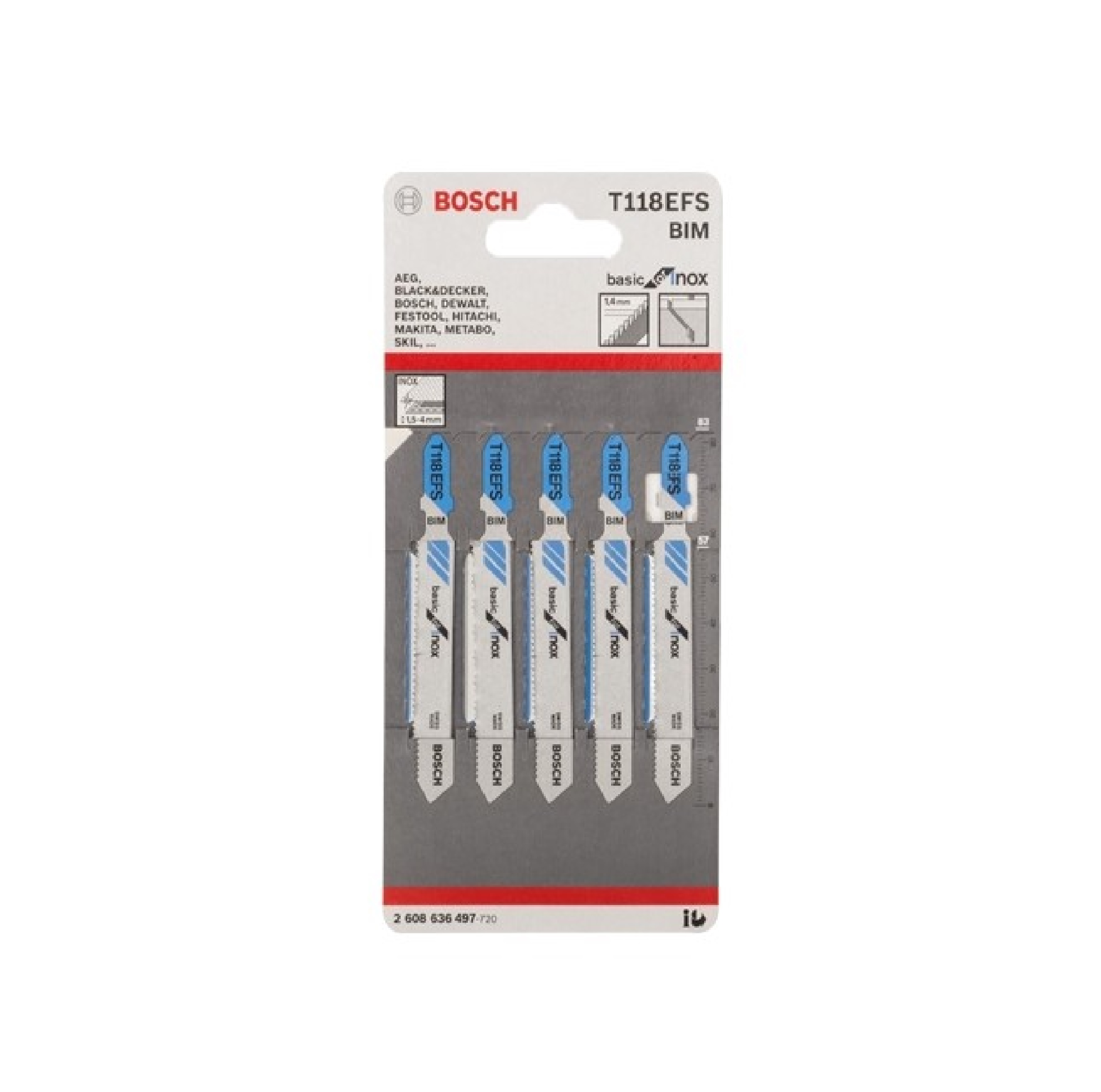 ใบเลื่อยจิ๊กซอตัดสตล.1-4มมT118EFS BOSCH (แพค5ใบ)