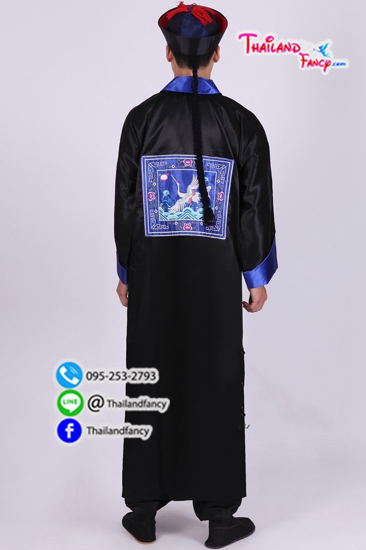 ชุดเช่าแฟนซีผู้ชาย เช่าชุดขันทีจีน ชุดผีดิบจีน ชุดผีดิบกองกอย ชุดผีจีนโบราณ ชุดราชสำนักจีน ชุดเช่าแฟนซีขันทีสีดำขอบน้ำเงิน