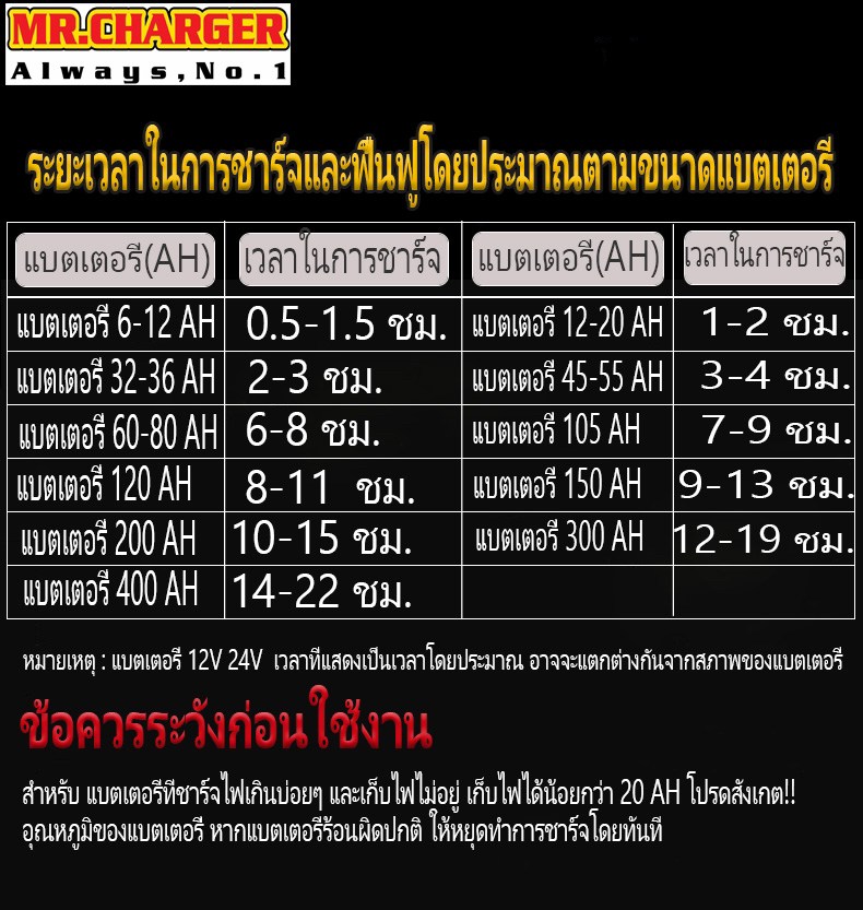 เครื่องชาร์จและฟูฟื้นแบตเตอรี่อัตโนมัติ MR.CHARGER