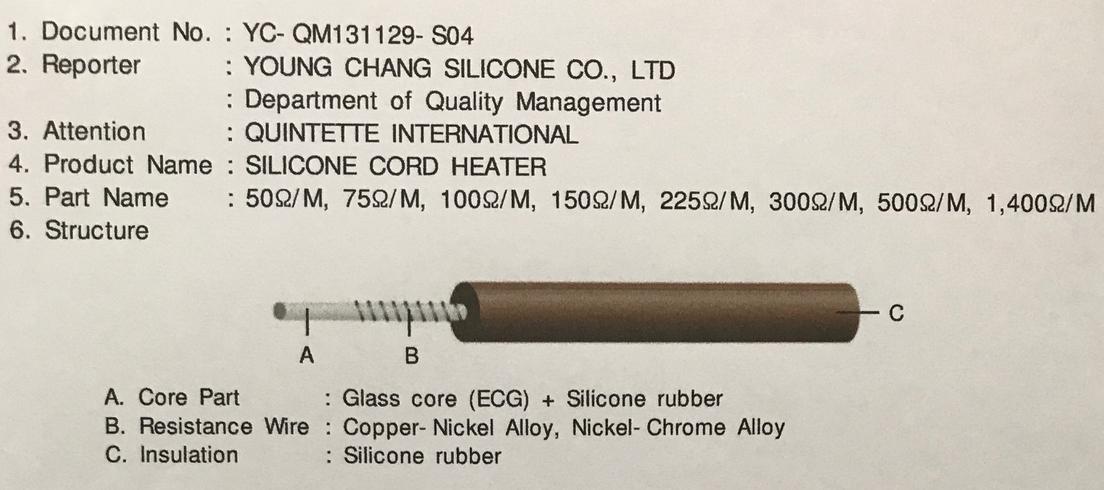 สายไฟฮีทเตอร์ 100 Ohm/M.