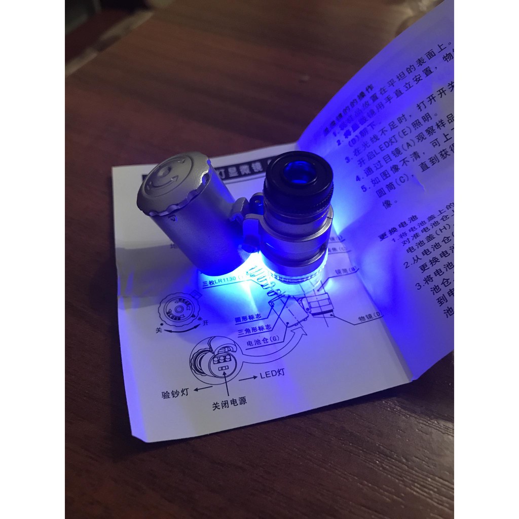 กล้องจุลทรรศน์จิ๋ว กล้องส่องพระกำลังขยายถึง 60 เท่า พร้อมไฟแอลอีดี LED