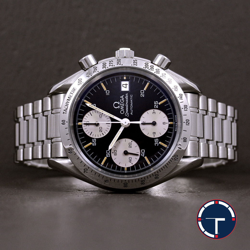 Omega Speedmaster Reverse Panda หน้าปัดสีดำ สายเหล็กแท้ นาฬิกาปี1991 Automatic ขนาด 39 mm
