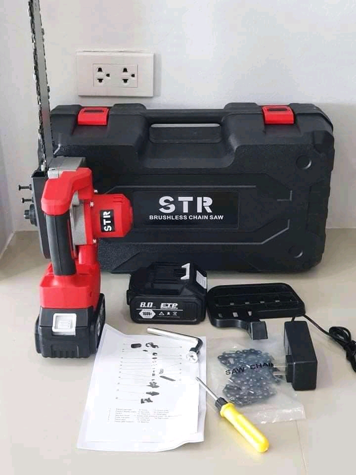 เลื่อยโซ่แบตตัดไม้ STR รุ่น 168V บาร์ 11.5 นิ้ว แบต 2 ก้อน โซ่ 2 เส้น