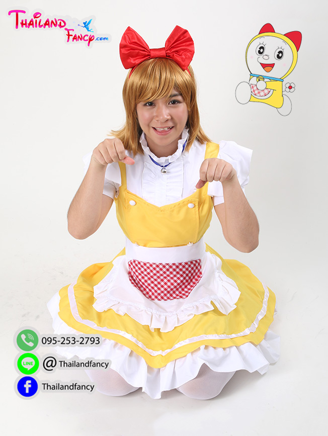 ชุดแฟนซีผู้หญิงสำหรับเช่า Dorami Cosplay ชุดโดเรมี่ ชุดน้องโดเรม่อน ชุดการ์ตูนโดราเอม่อน ชุดเช่าโดเรมี่ผู้หญิงสีเหลือง