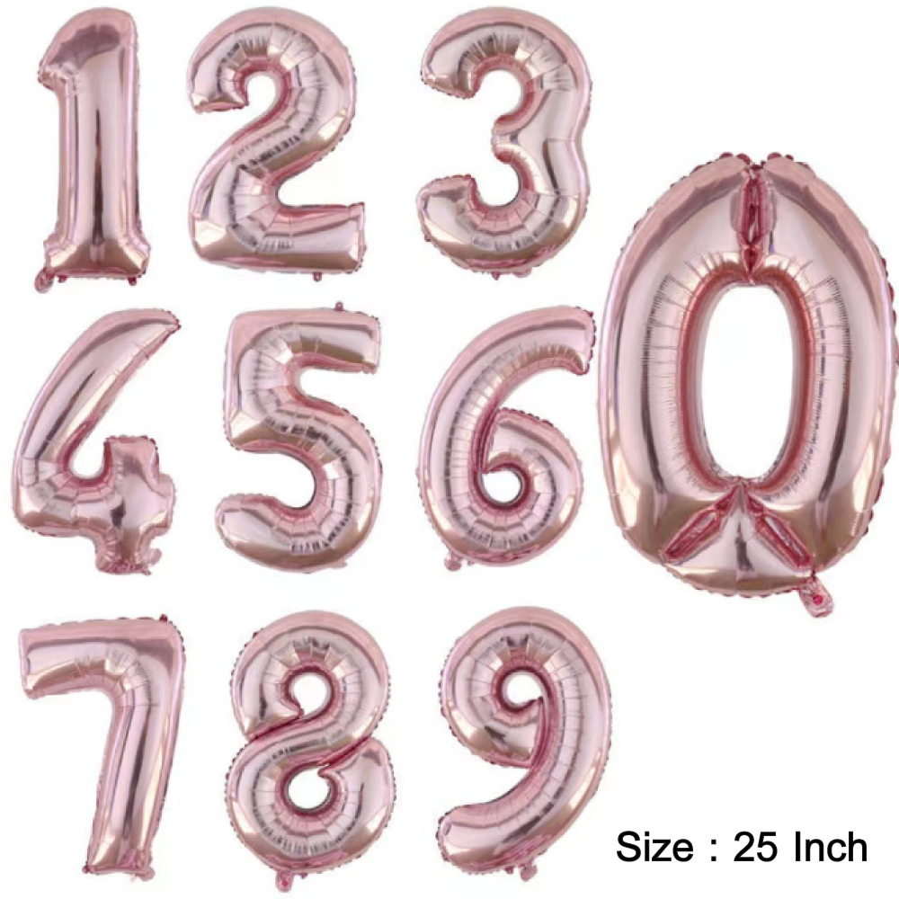 ฟอยล์ตัวเลข สี Pink gold ขนาด 25 นิ้ว