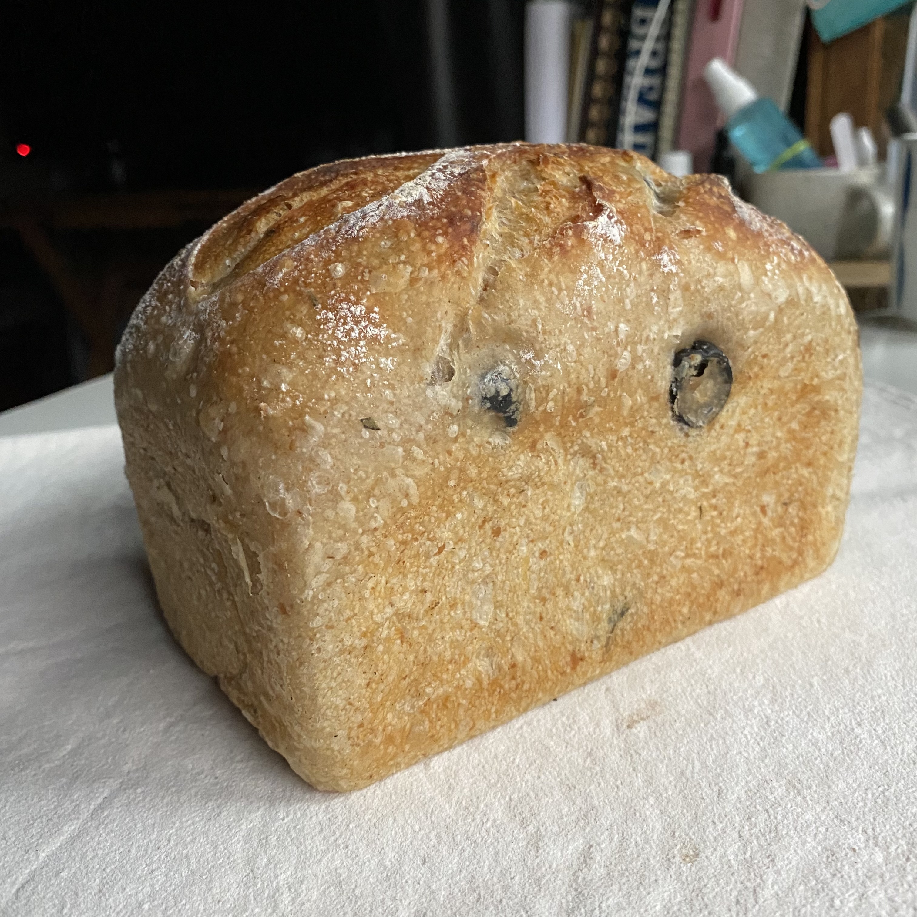 Ⓥ Olive & Rosemary Sourdough Loaf or Tin (16% Whole Wheat, Vegan)
