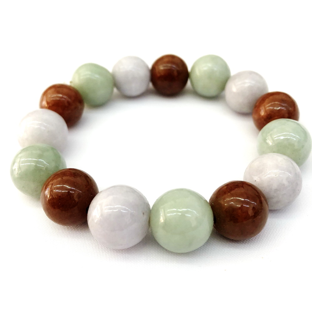 STONE หินสีนำโชค ขนาด 12 มิล สร้อยข้อมือหยกแท้ โทนสีพาสเทลหลากสี