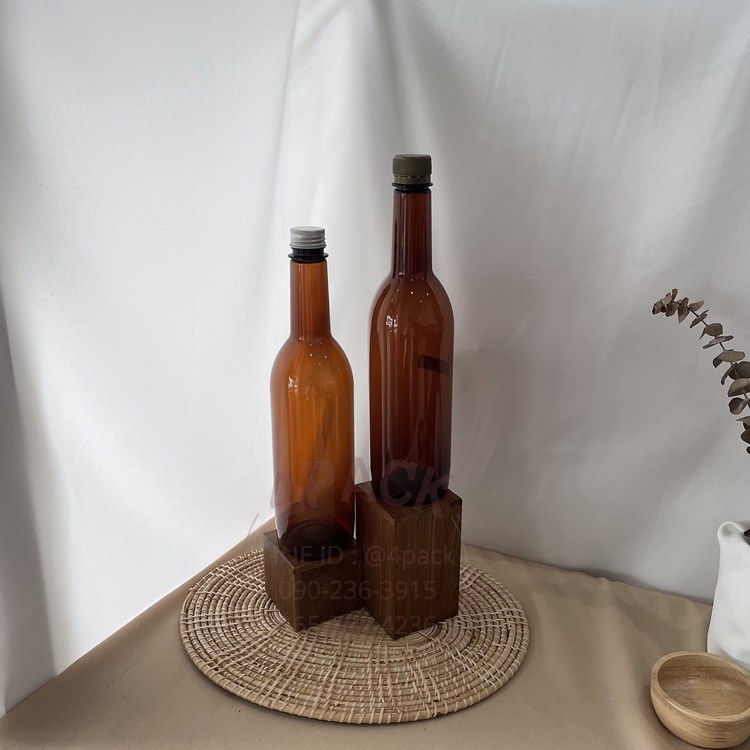 ขวดพลาสติกPET 750ml รุ่นน้ำหวาน สีชา