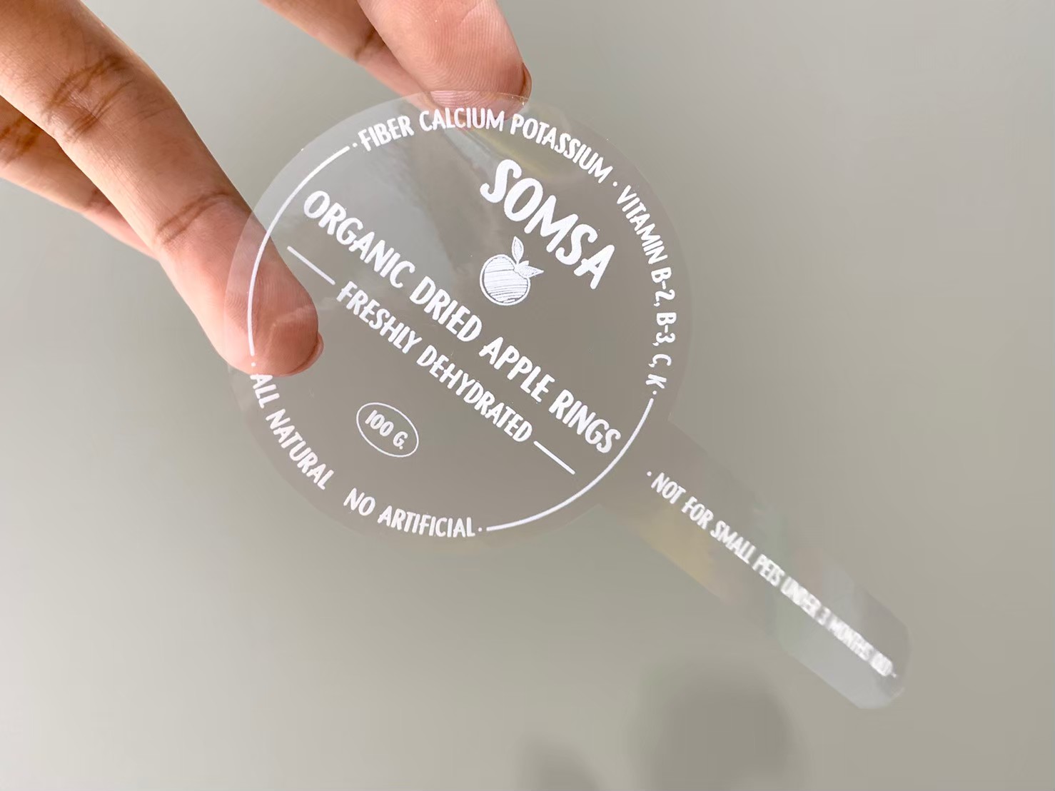 ฉลากสินค้าใสตัวหนังสือขาว สติ๊กเกอร์ใสพิมพ์สีขาว พิมพ์หมึกขาว