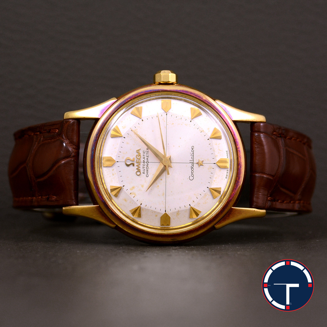 **HOLD** Omega Constellation Pie Pan Dial หน้าปัด12เหลี่ยม หลักว่าว ขานก หอดูดาว ตัวเรือนทองคำ18K หัวเข็มขัดแท้ นาฬิกาปี1960 Automatic ขนาด 35 mm