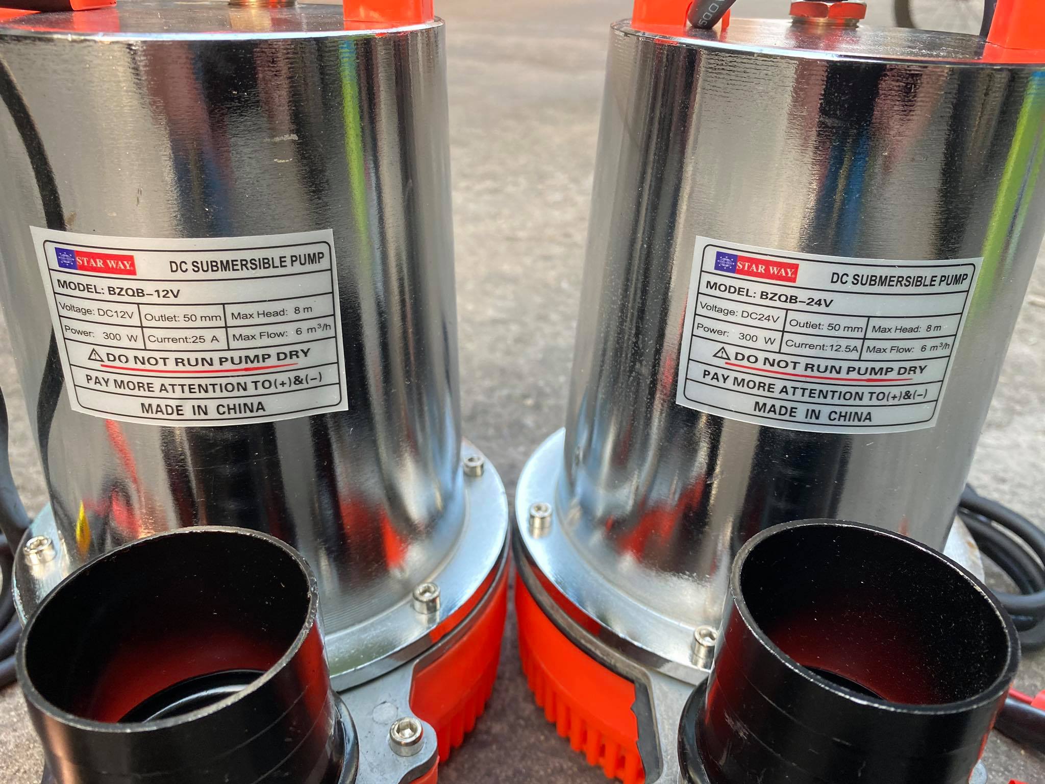 ปั้มไดโว่DC ยี่ห้อ Starway มี 2 ขนาด 12V และ 24V ท่อ 3 ขนาด 1นิ้ว 1.5นิ้ว 2นิ้ว สายไฟยาว 3 เมตร