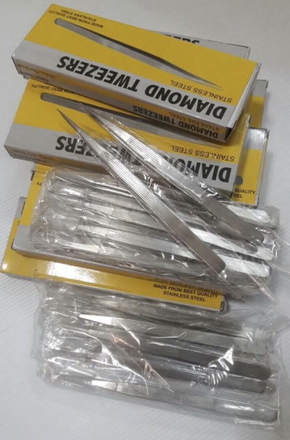 ปากคีบเพชรพลอย อุปกรณ์คีบชิ้นส่วนอิเล็กทรอนิกส์ 12ชิ้น/1โหล