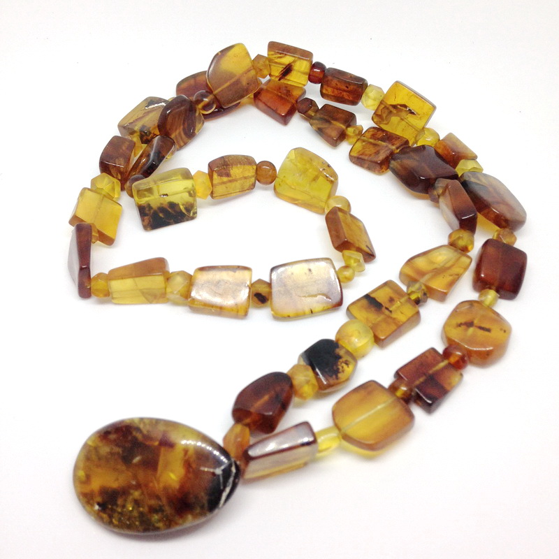 สร้อยคอ จี้ อำพัน (Amber Pendant Necklace) พม่า แท้ ชิ้นเดียว ไม่มีซ้ำแบบ
