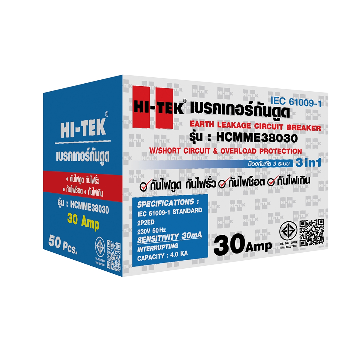 HI-TEK เบรกเกอร์กันดูด 2P 30A รุ่น HT38