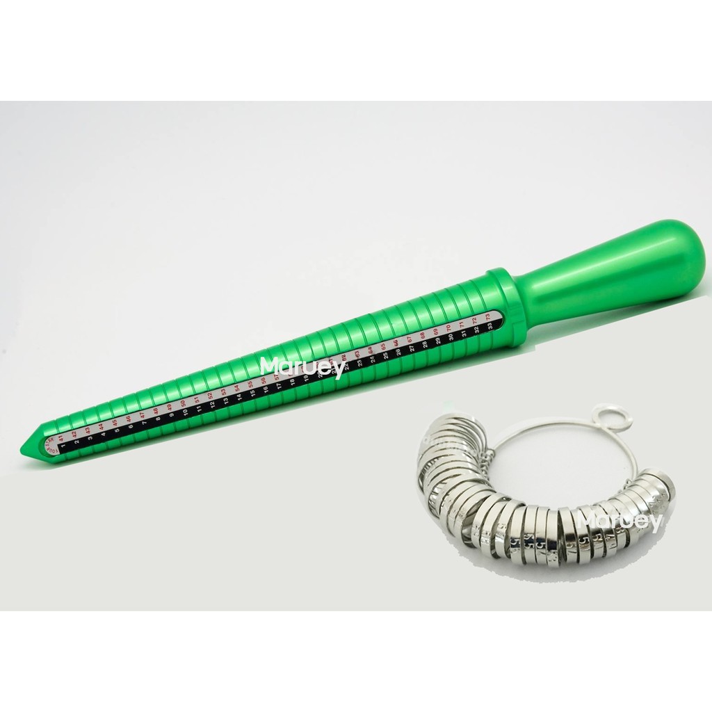 *แพ็คคู่*กระบองเขียววัดดขนาดแหวน พวงแหวนวัดขนาดนิ้วมือ อุปกรณ์วัดขนาดนิ้วมือและแท่งเหล็กวัดขนาดแหวน