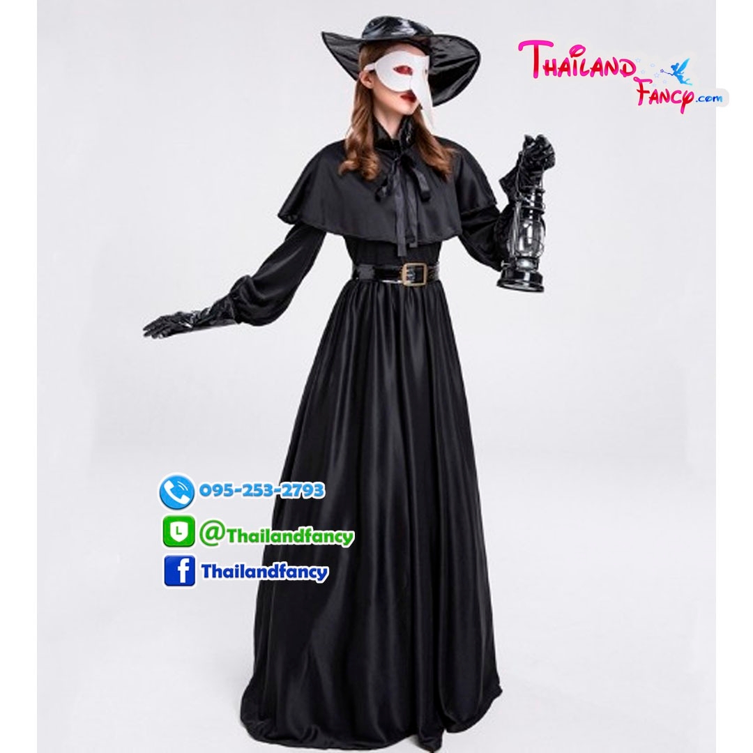 ชุดเช่าแฟนซีผู้หญิง ชุดเช่าอีกาดำ Plague Doctor ชุดผีซอมบี้ ชุดอีกาผู้หญิง Halloween Night Costume ชุดปีศาจอีกา ชุดเช่าหมออีกาดำ