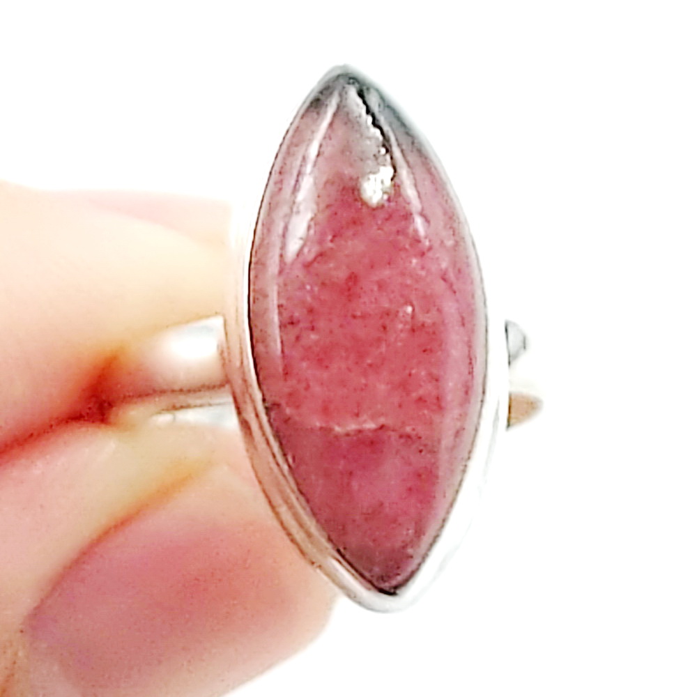 แหวนโรโดไนท์ Rhodonite เงินแท้ 925 แหวนเบอร์ 55